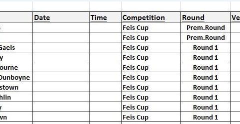 Details of Feis Cup draw