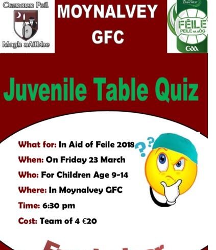 Feile Fundraising Table Quiz / Membership Evening – Friday 23rd March