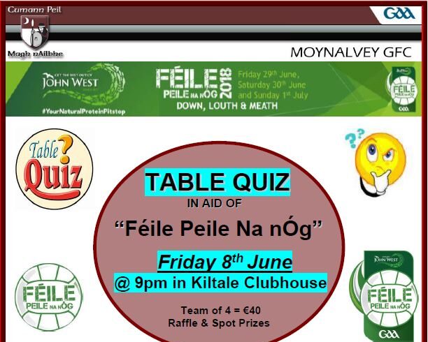 Féile Fundraising Table Quiz – Friday 8th June