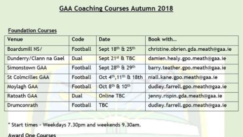 Upcoming GAA Coaching Courses