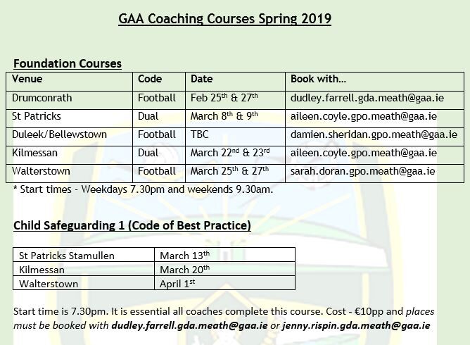 Updated Coaching Courses Information