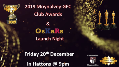 2019 CLUB AWARDS/”OsKaRs” LAUNCH –  Friday 20th December – in Hattons @ 9pm: