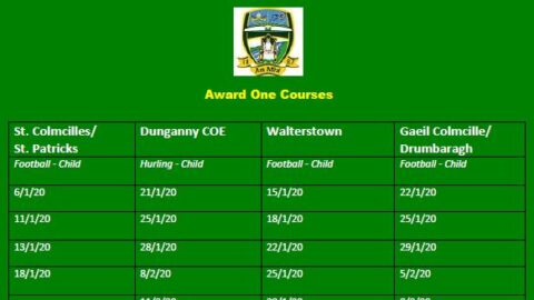 GAA Coach Education Courses  –  Award One & Child Safeguarding 1