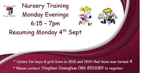 Nursery Training Resumes Monday 4th September