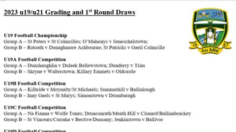 U-19/ U -21 Grading and 1st Round Draws